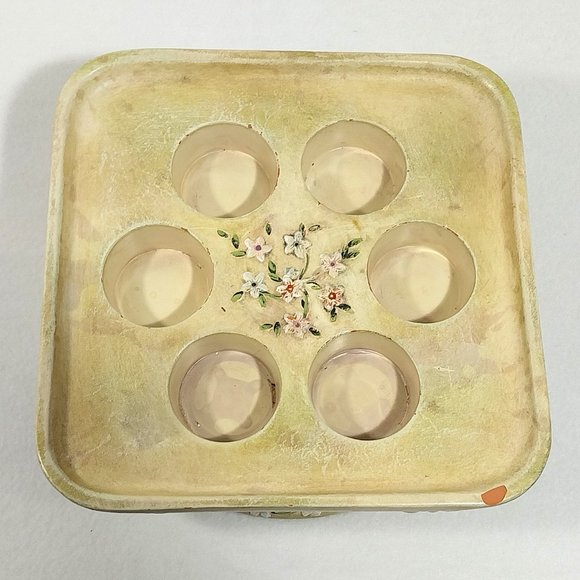Vintage PartyLite Votive Pedestal Floral Design 6 Tealight Holder #1312 - Picture 6 of 11
